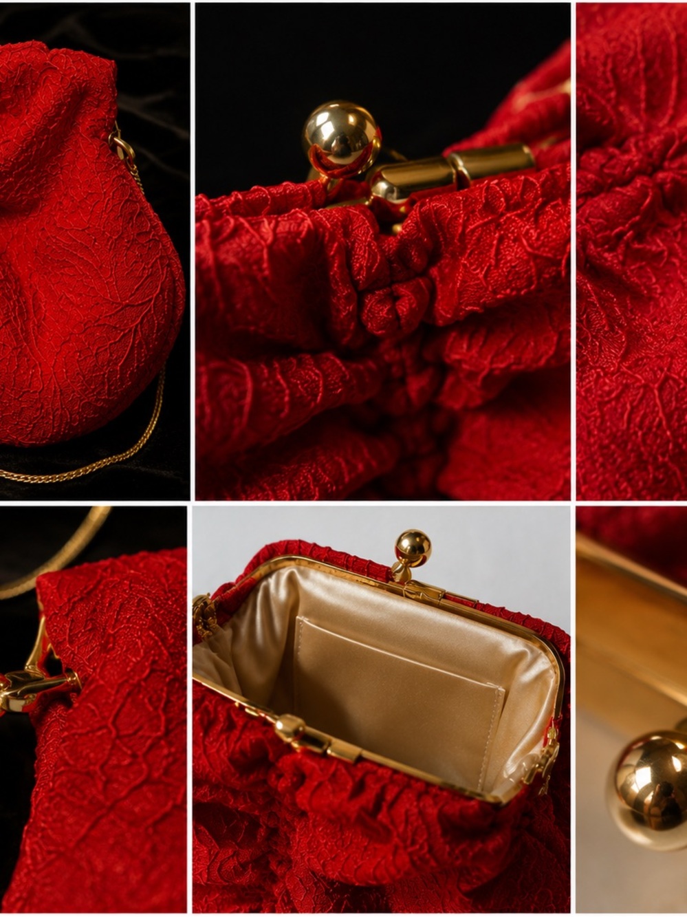 ❤️ Vanessa Vintage Red Guipure Evening Bag – 1990s Elegant Clutch Purse - Picture 10 of 10